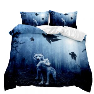 White Wolves 3D Printed Double Bed Duvet Cover Set
