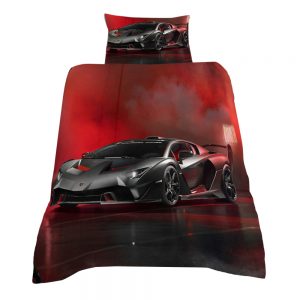 Black & Red Nr.63 Lamborghini 3D Printed Single Bed Duvet Cover Set